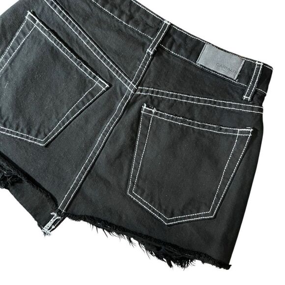 Carmar Los Angeles asymmetrical distressed Jean mini skirt black size 24 - Picture 6 of 11